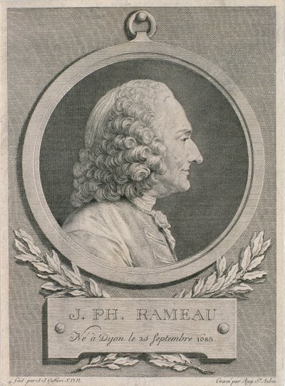 Portrait of Jean Philippe Rameau engraved by Auguste de Saint-Aubin by Jean Jacques Caffieri